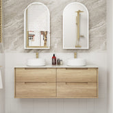 BV25WH Natural Oak Fingerpull Wall Hung Vanity - 600 / 750 / 900 / 1200 / 1500mm